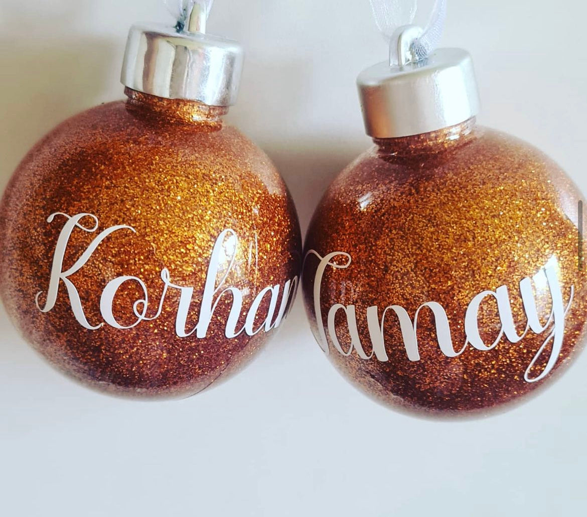 8cm Glitter baubles