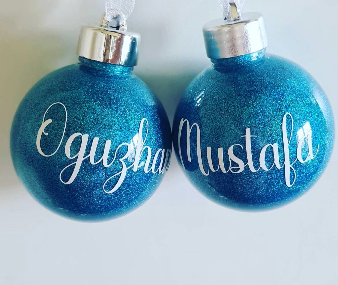 8cm Glitter baubles