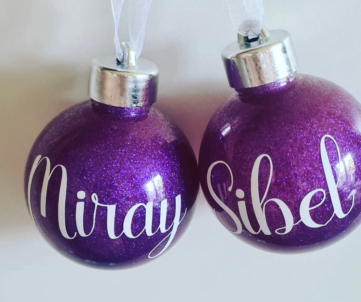 8cm Glitter baubles