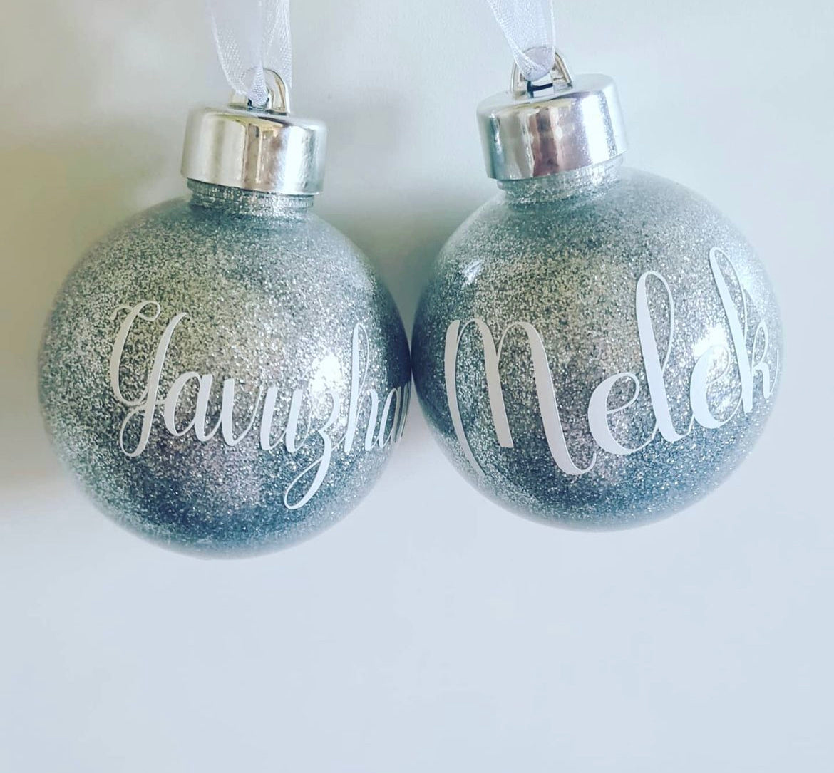 8cm Glitter baubles