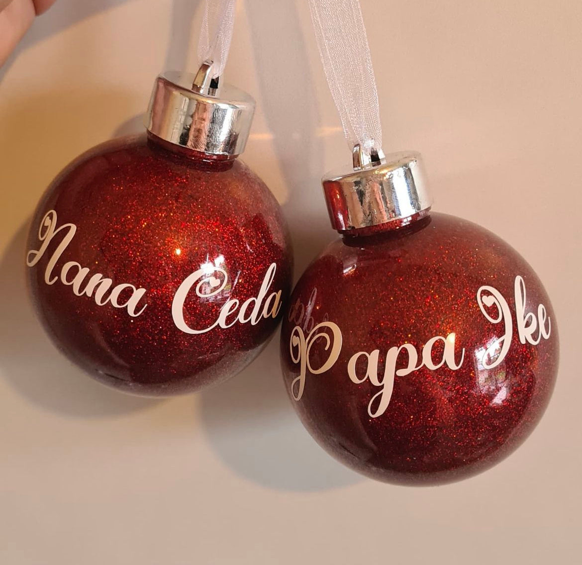 8cm Glitter baubles