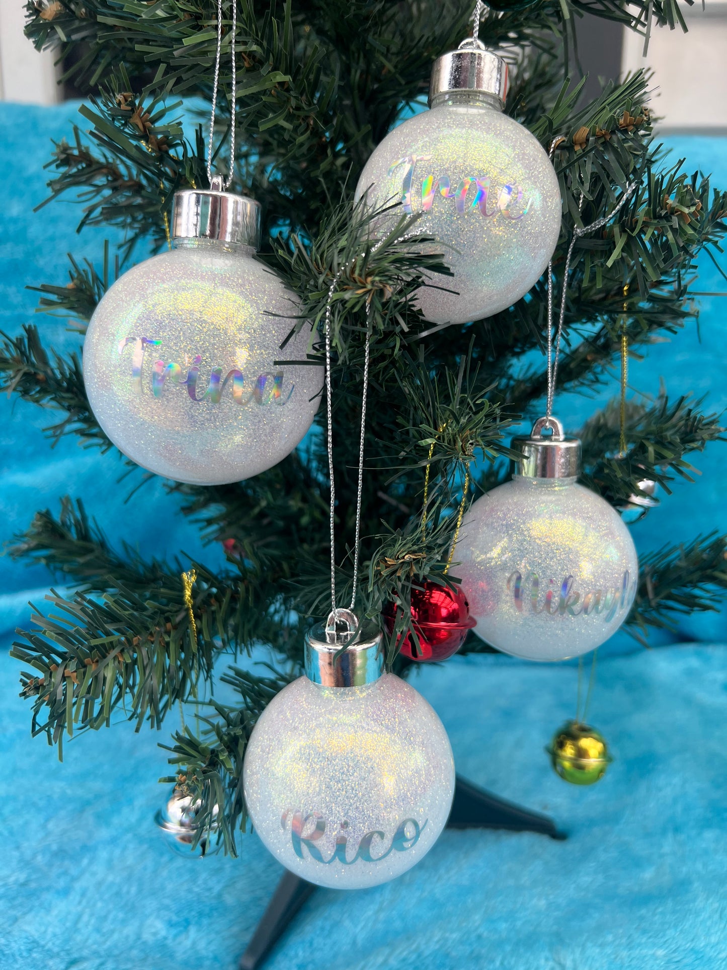 8cm Glitter baubles