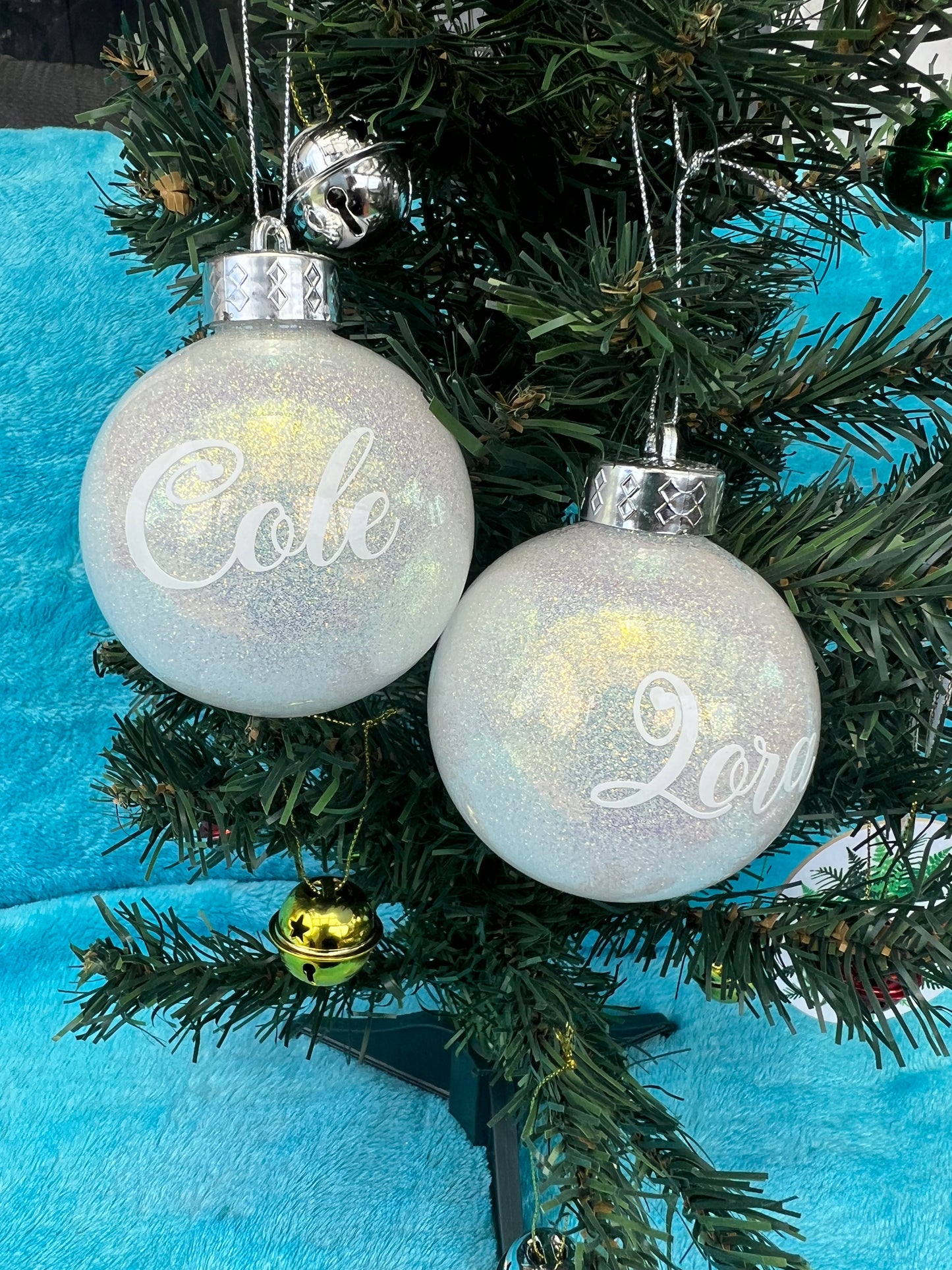 8cm Glitter baubles