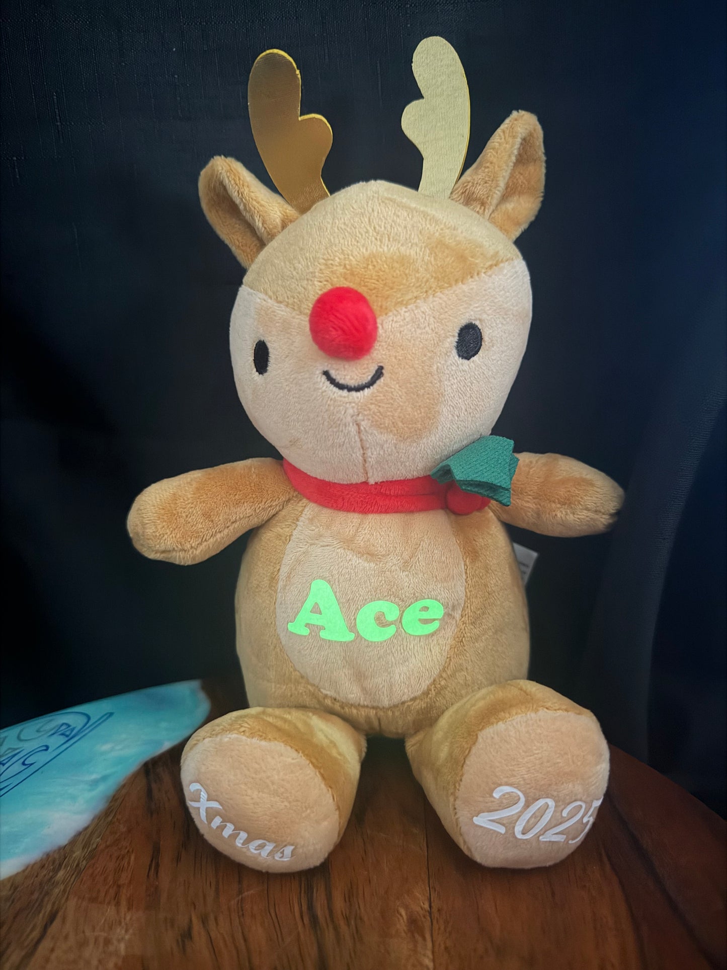 Personalised Christmas Reindeer Plush – 28cm | “Xmas 2025” Keepsake Toy