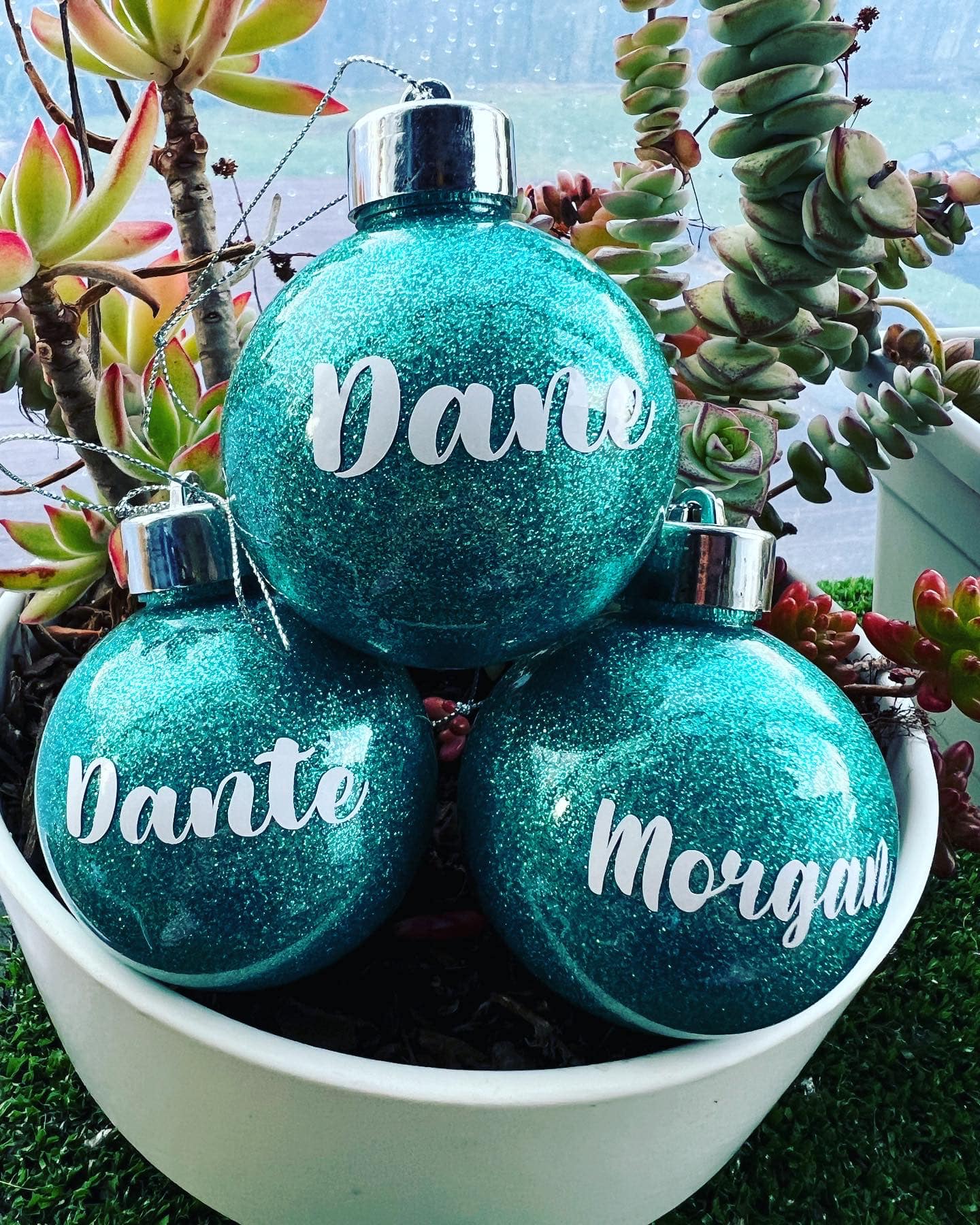 8cm Glitter baubles